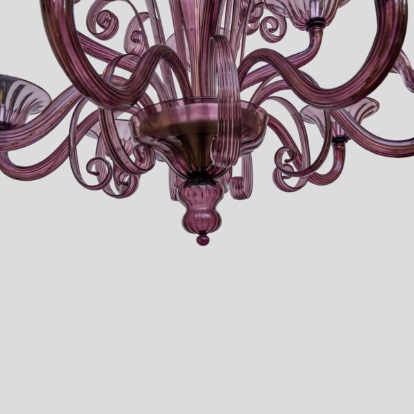 12 lights Venetian Purple color hand blown chandelier by Cenedese