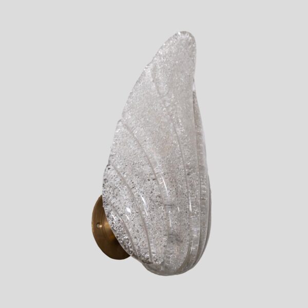 Pair of Italian 1950s glass leaf shaped wall lights