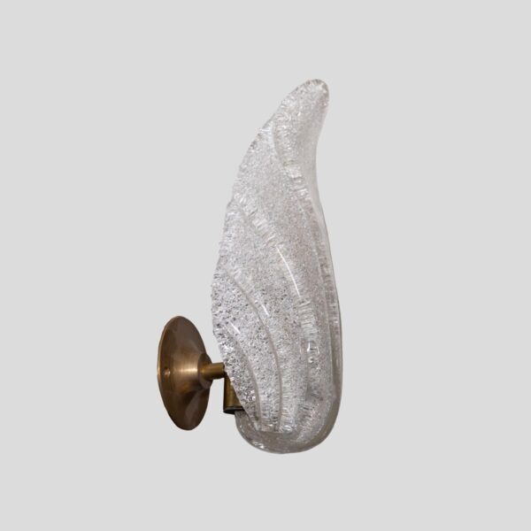 Pair of Italian 1950s glass leaf shaped wall lights