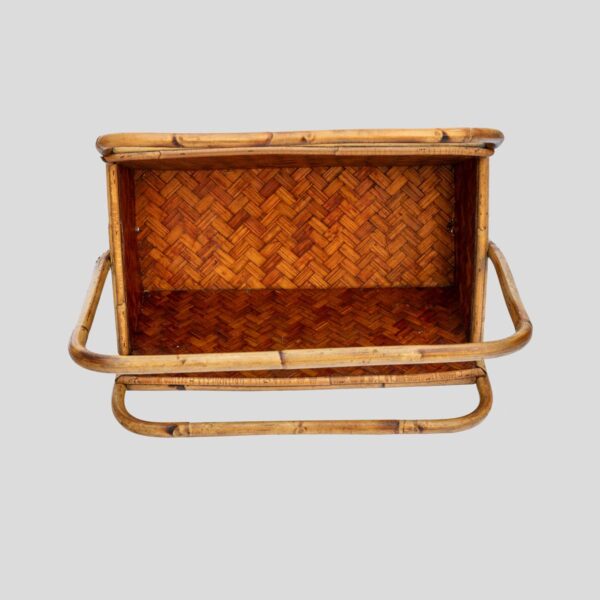 1970s Bamboo and rattan magazine holder