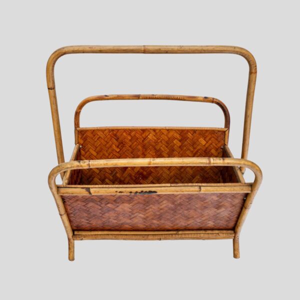 1970s Bamboo and rattan magazine holder