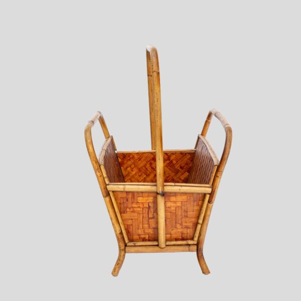1970s Bamboo and rattan magazine holder
