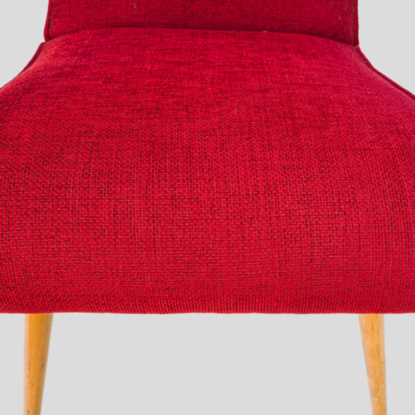Pair of French 1950s Red upholstered armchairs by Stella Durera