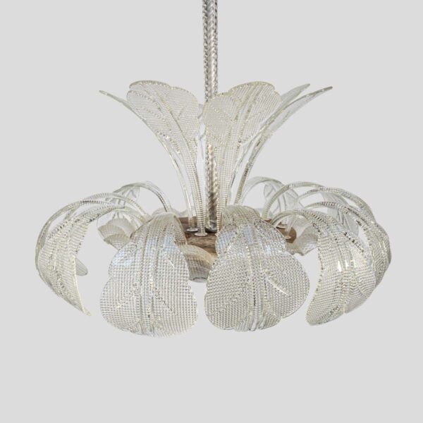 1950s Italian ceiling light clear blown and patterned glass by Barovier and Toso