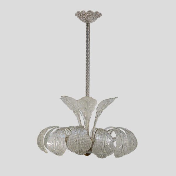 1950s Italian ceiling light clear blown and patterned glass by Barovier and Toso