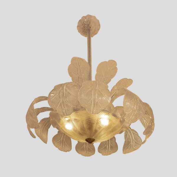 1950s Italian ceiling light clear blown and patterned glass by Barovier and Toso