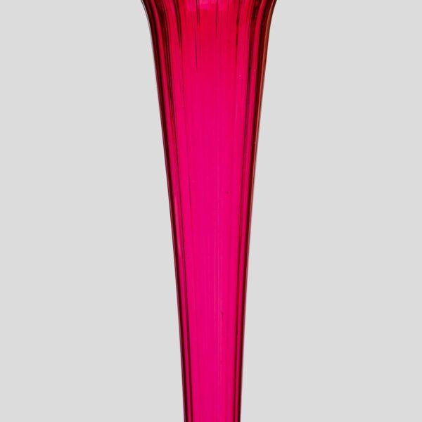 A Tall ruby color blown glass flared single trumpet shape