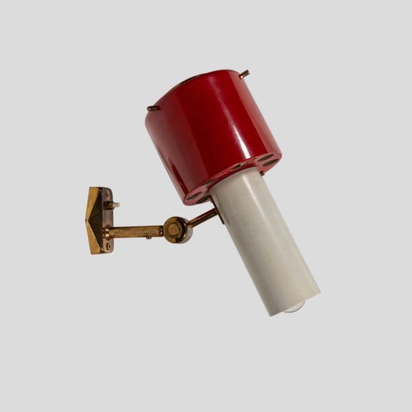 1950s red and white Stilnovo design wall light