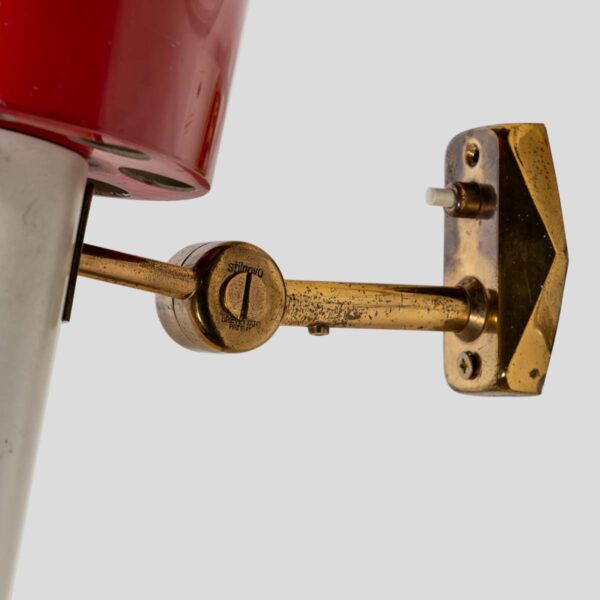 1950s red and white Stilnovo design wall light