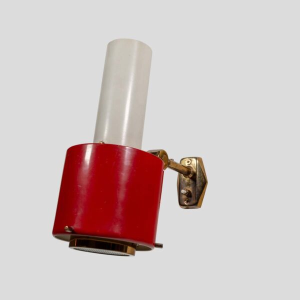 1950s red and white Stilnovo design wall light