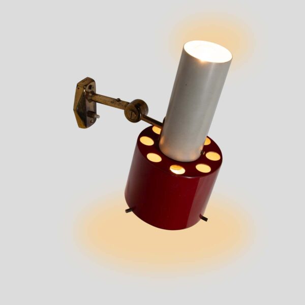 1950s red and white Stilnovo design wall light