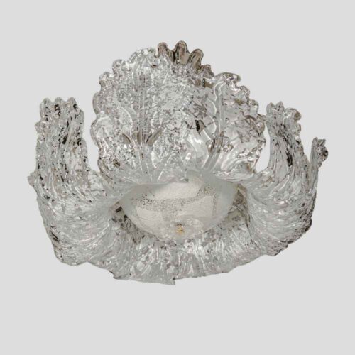 Murano Chandelier glass clear frosted white inclusion