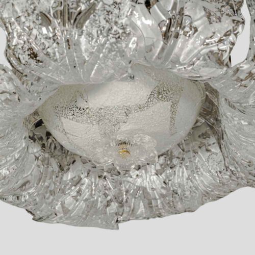 Murano Chandelier glass clear frosted white inclusion