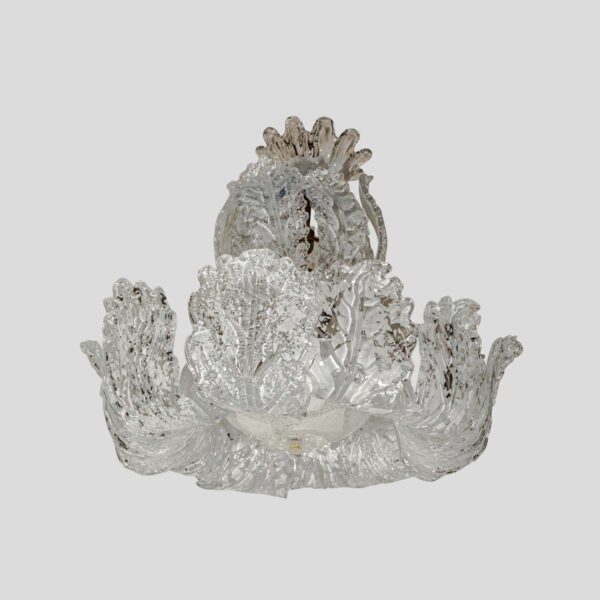 Murano Chandelier glass clear frosted white inclusion