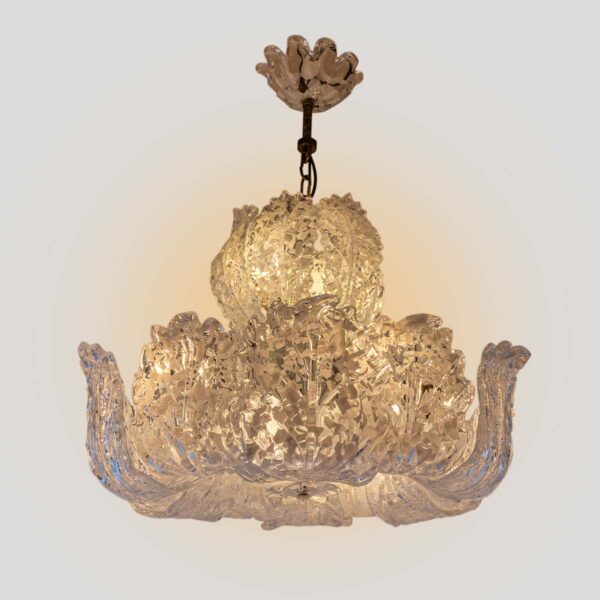 Murano Chandelier glass clear frosted white inclusion
