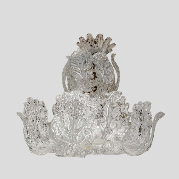 Murano Chandelier glass clear frosted white inclusion