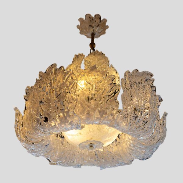 Murano Chandelier glass clear frosted white inclusion