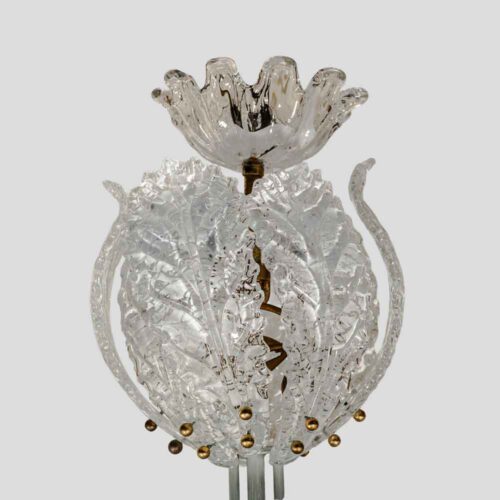 Murano Chandelier glass clear frosted white inclusion