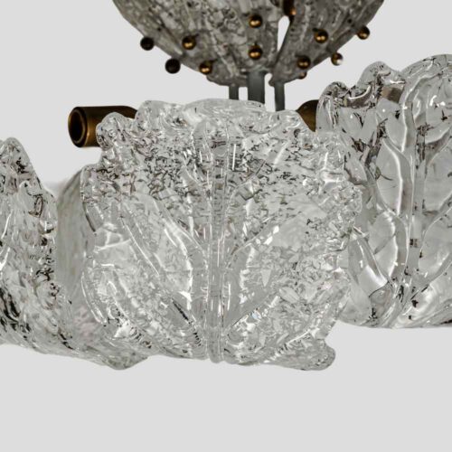 Murano Chandelier glass clear frosted white inclusion