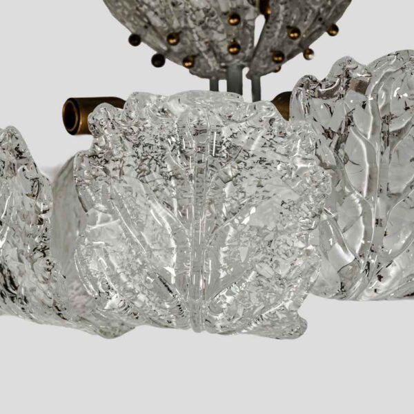 Murano Chandelier glass clear frosted white inclusion