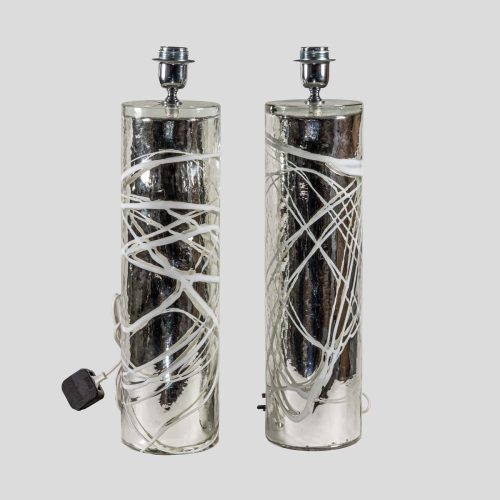 Pair of Silver Mirrored Murano glass table lamps