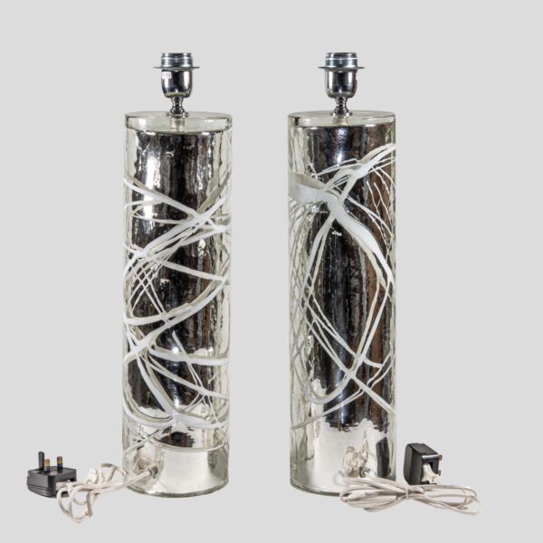 Pair of Silver Mirrored Murano glass table lamps