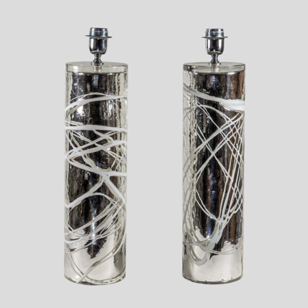 Pair of Silver Mirrored Murano glass table lamps
