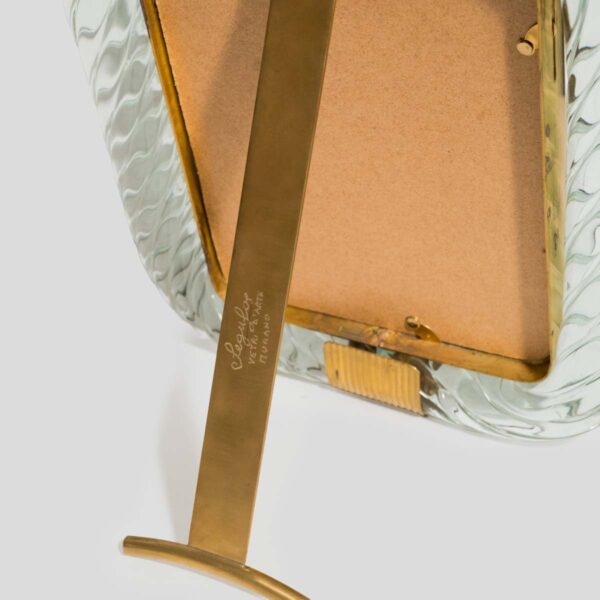 Vintage picture frame Murano clear glass with brass signed Seguso Vetri