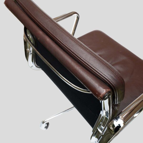 Charles Eames design soft pad for Vitra brown leather chair