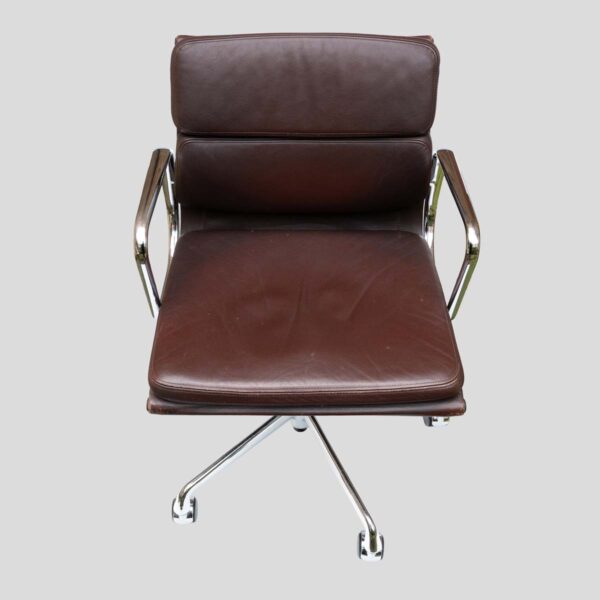 Charles Eames design soft pad for Vitra brown leather chair