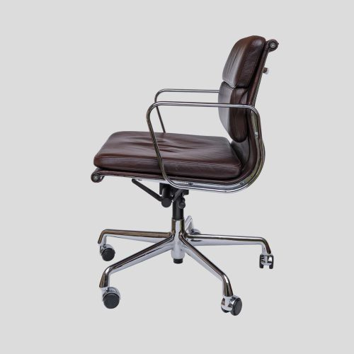 Charles Eames design soft pad for Vitra brown leather chair