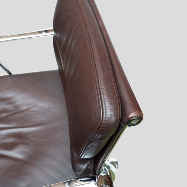 Charles Eames design soft pad for Vitra brown leather chair