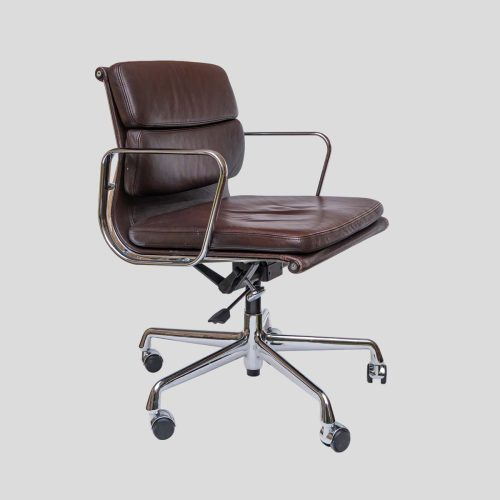 Charles Eames design soft pad for Vitra brown leather chair