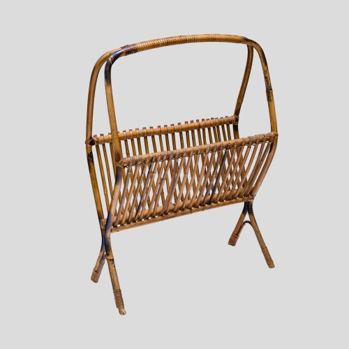 1950s Italian design bamboo and Rattan magazine rack