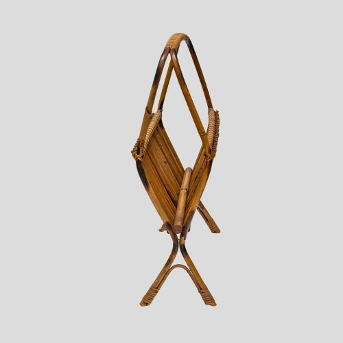 1950s Italian design bamboo and Rattan magazine rack