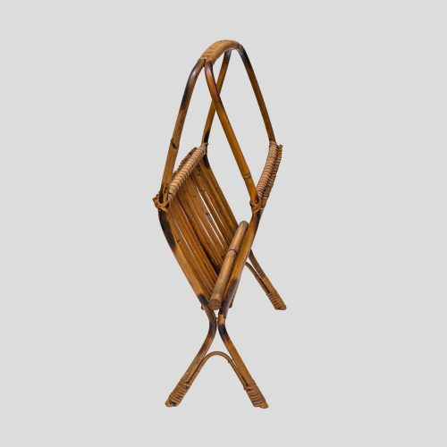 1950s Italian design bamboo and Rattan magazine rack