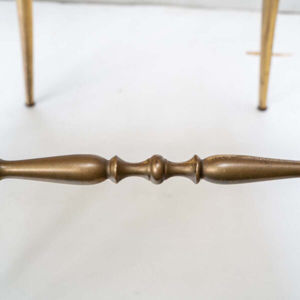 Red velvet upholstered brass metal chairs by Chiavari