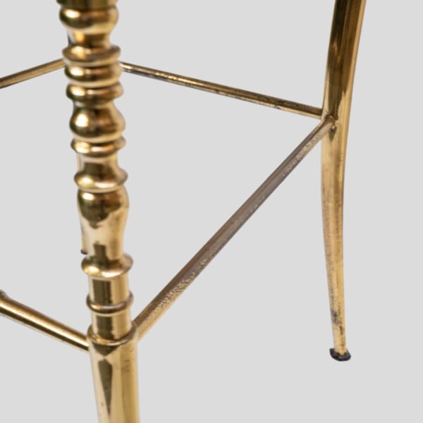Red velvet upholstered brass metal high back chairs by Chiavari