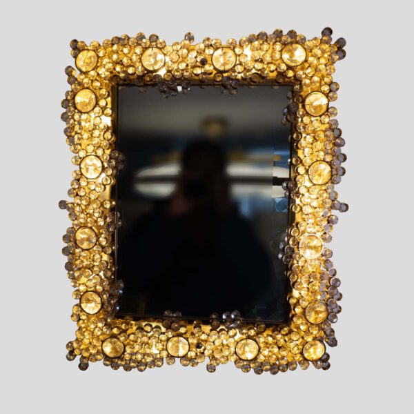 Gold color plated and crystal rectangular backlit mirror by Palwa