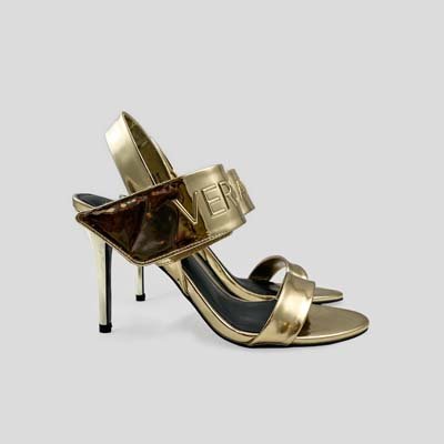 Gold patent leather sandals high heel by Versace Jeans