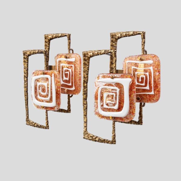 Pair of sculptural wall lights by Angelo Brotto for Esperia