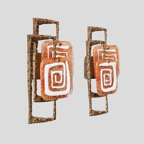 Pair of sculptural wall lights by Angelo Brotto for Esperia