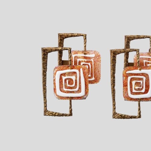 Pair of sculptural wall lights by Angelo Brotto for Esperia
