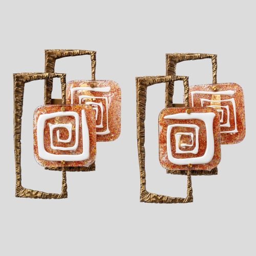 Pair of sculptural wall lights by Angelo Brotto for Esperia