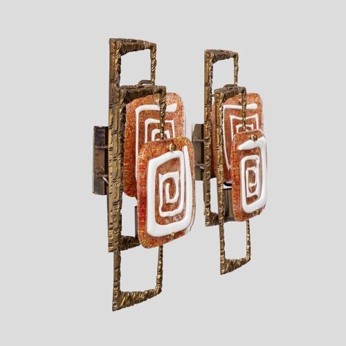 Pair of sculptural wall lights by Angelo Brotto for Esperia