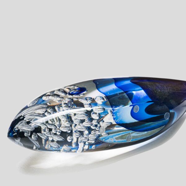 Blue clear bubble sommerso fish glass by sulpture Alberto Dona