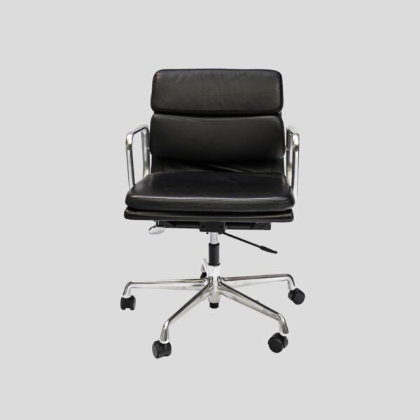 Charles Eames design soft pad for Vitra black leather chair