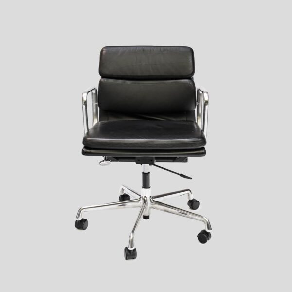 Charles Eames design soft pad for Vitra black leather chair