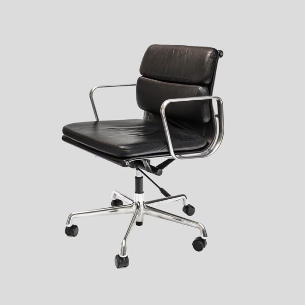 Charles Eames design soft pad for Vitra black leather chair