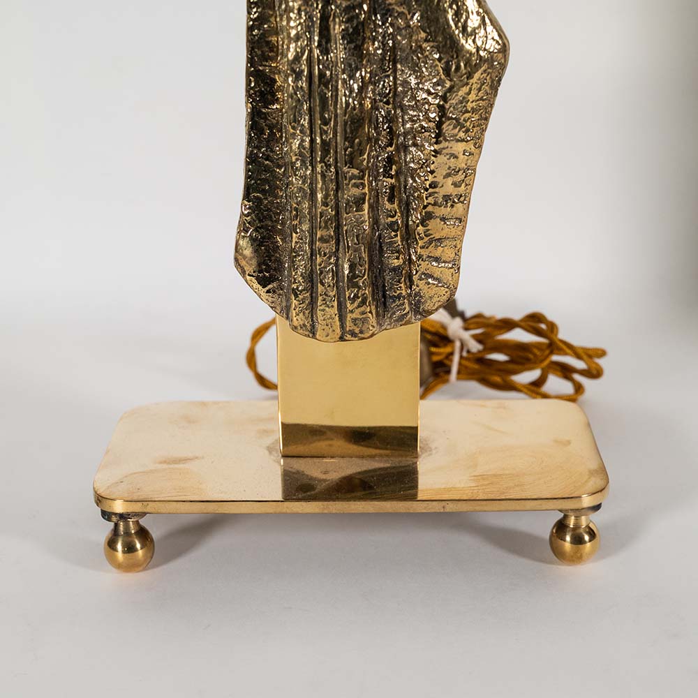 Pair vintage Italian design brass table lamps with solid figure decor-FM2401 (1)